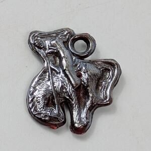 Vintage Plastic End Of The Trail Charm Chrome Finish Native American Pendant 1"